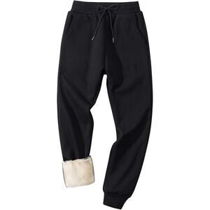 Men's Winter Fleece Pants Sherpa Lined Sweatpants Athletic Running Sweatpants